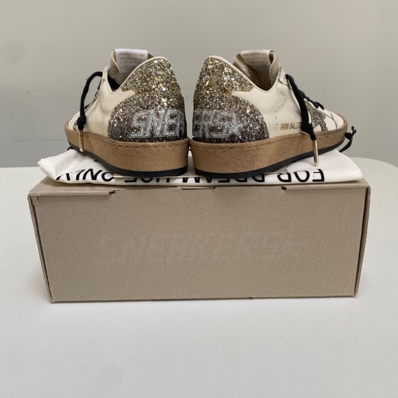 Golden Goose Ball Star Sneaker Leather/Seedpearl/Platinum Glitter 38 New in Box - Picture 4 of 12